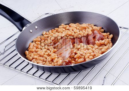 Baked Beans And Grilled Bacon