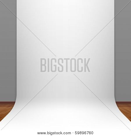 White paper studio backdrop. Vector.