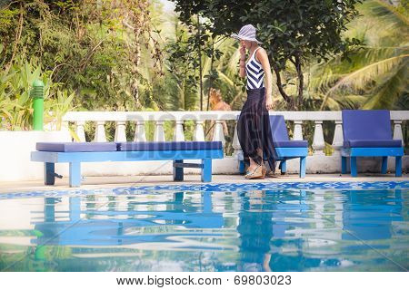 Brunette Girl In Swimming Suit