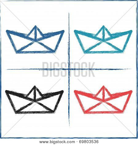 Hand drawn paper boats