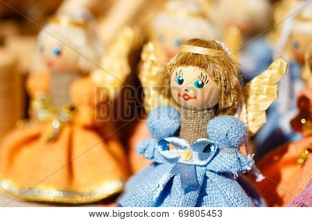 Colorful Belarusian Straw Dolls At The Market In Belarus