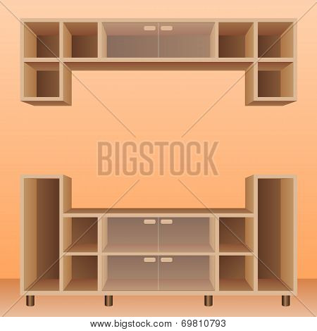 Empthy Brown Shelf furniture for living room