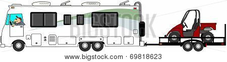 Motorhome towing a UTV