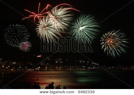Feuerwerk am Strand