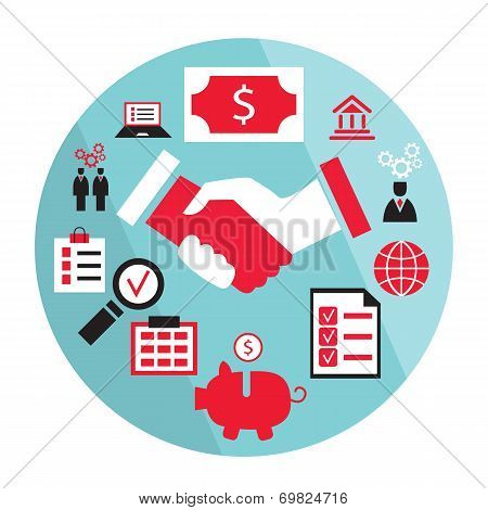 Flat Business Elements Handshake Partnership Concept Etc