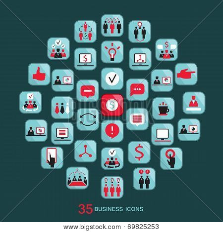 Flat Business Icons Set Vector Illustration