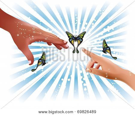 hands and butterfly