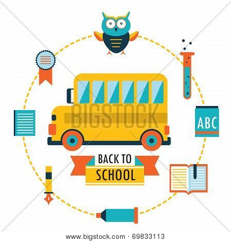 Back To School Background With Study Theme Icons