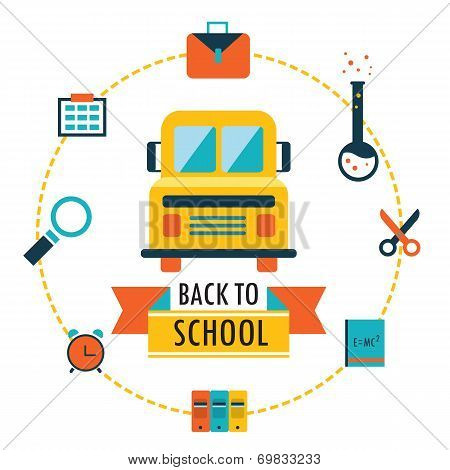 Back To School Background With Study Theme Icons