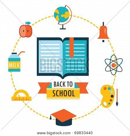 Back To School Background With Study Theme Icons