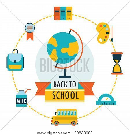 Back To School Background With Study Theme Icons