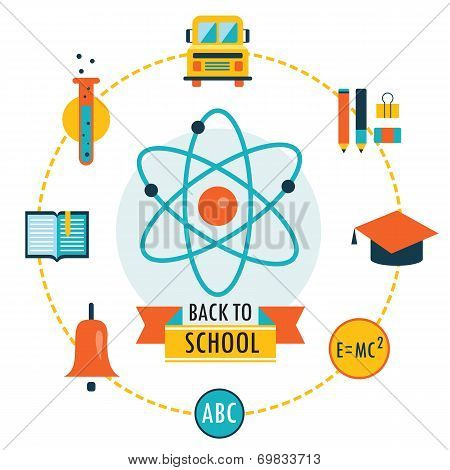Back To School Background With Study Theme Icons