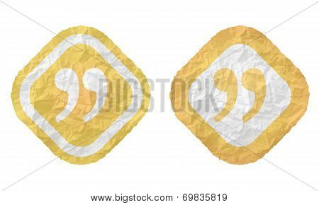 Two Frames With Texture Crumpled Paper And Quotation Mark