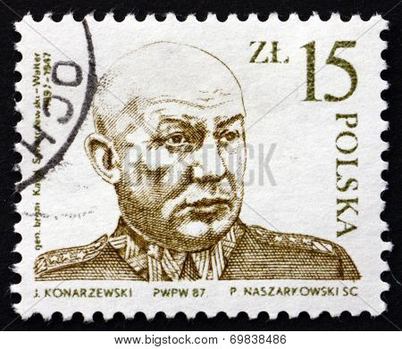 Postage Stamp Poland 1987 General Karol Swierczewski Walter