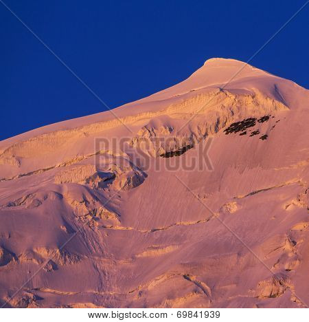 main Caucasian ridge at sunset.Tetnuld and Gestola peaks,Georgia
