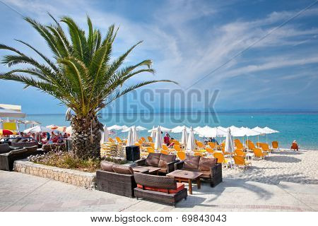 Beautiful Polychrono beach on Kasandra peninsula, Halkidiki,  Greece.