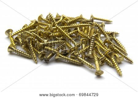 Yellow Brass Screws With A Philips Crosshead