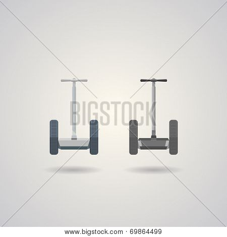Vector illustrations of two segways a front view.