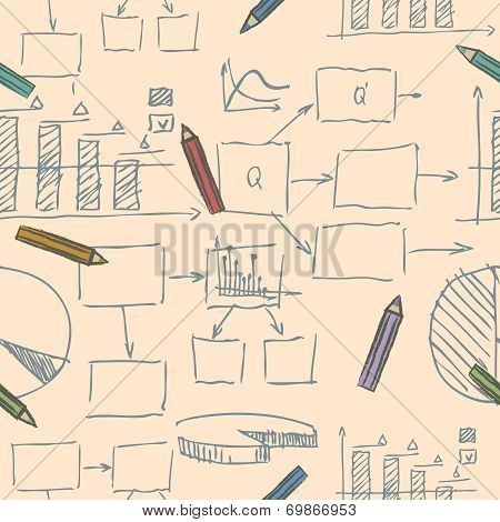 Business doodle sketch seamless pattern
