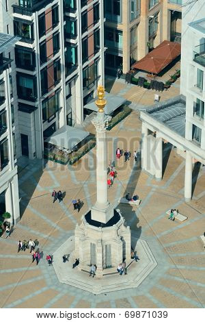LONDON, UK - SEP 27: Paternoster Square Column in financial district on September 27, 2013 in London, UK. London is the world's most visited city and the capital of UK.
