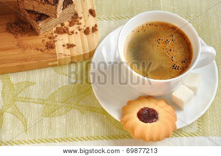 Morning Coffee With Biscuits And Cake