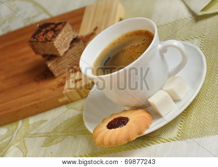 Morning Coffee With Biscuits And Cake