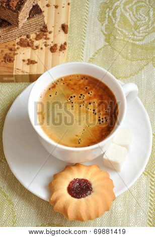 Morning Coffee With Biscuits And Cake