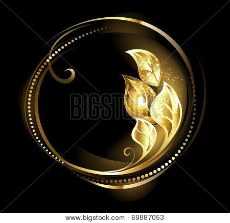 Round Banner With Golden Leaves