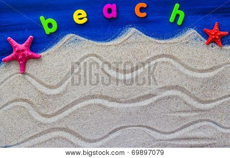 The Word Beach Laid Sand