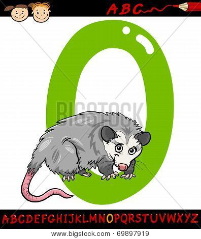 Letter O For Opossum Cartoon Illustration