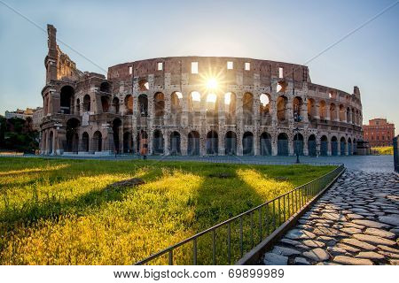 Famous landmark, old Colosseum in Rome, Italy