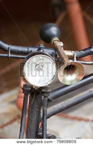 Vintage Bicycle Horn On Handlebar.