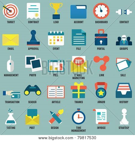 Set Of Flat Business, Commerce, Internet Service Icons For Design - Part 1
