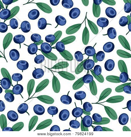Seamless nature pattern with blueberries.