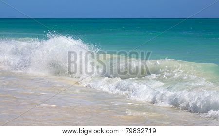 Bustling Caribbean Sea. Playa los Cocos. Cayo Largo. Cuba.