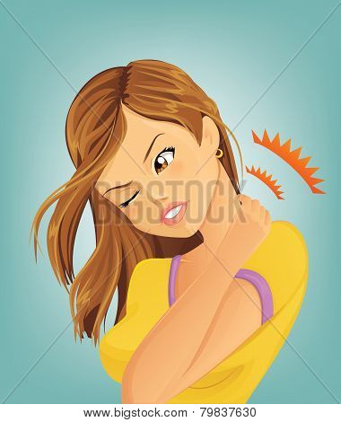 Woman suffering from neck ache