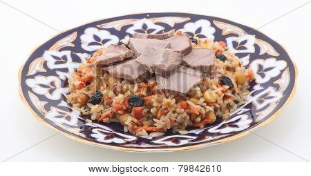 Pilaff With Vegetables, Raisin, A Nut And Meat