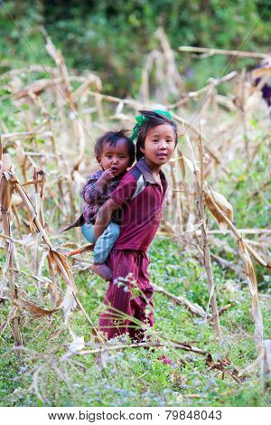 Gurung children, Nepal