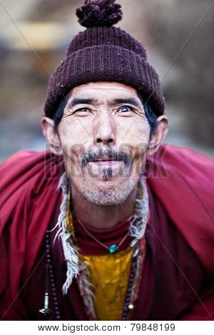 Portrait Of Lively Buddhist Monk