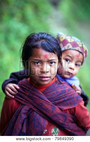 Gurung children, Nepal
