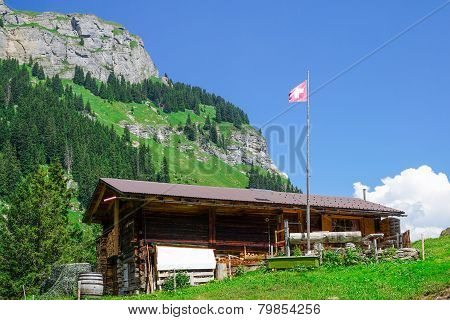 Swiss farm in the Alps