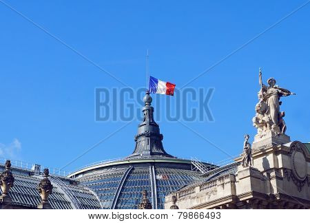 The France flag at the palace roof