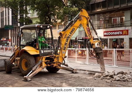 Road repairing works in downtown Rio de Janeiro