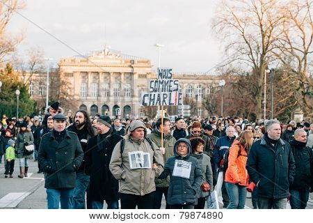 Mass Unity Rally Held In Strasbourg Following Recent Terrorist Attacks