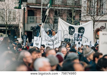 Mass Unity Rally Held In Strasbourg Following Recent Terrorist Attacks