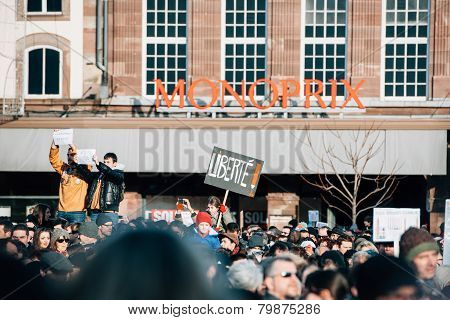 Mass Unity Rally Held In Strasbourg Following Recent Terrorist Attacks