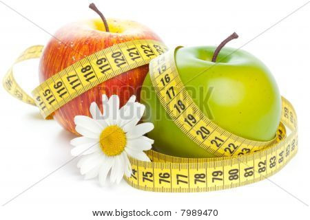 Apples, Flower And Measuring Tape.