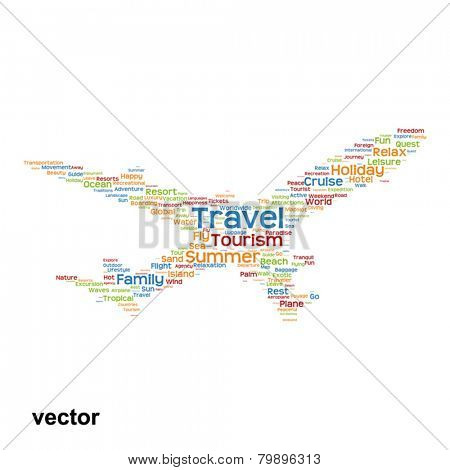 Vector concept or conceptual abstract travel or tourism word clo