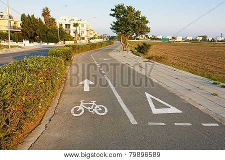 Separated road for pedestrians and bicycles