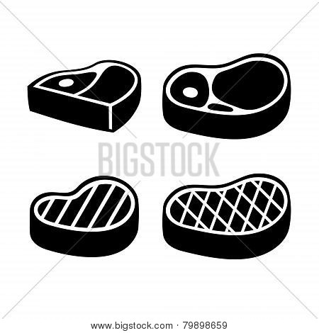Steak Icons Set. Vector